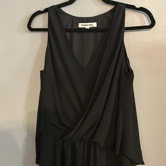 ELIZABETH & JAMES Black Silk Surplice Flyaway Dress size 4 - Picture 3 of 6